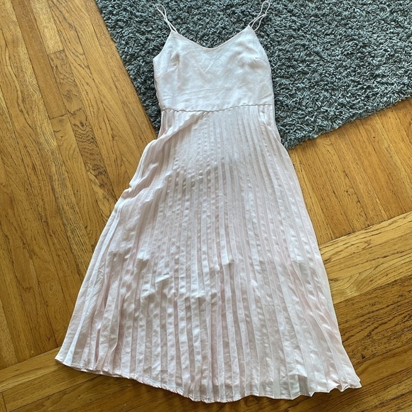 Rachel Roy Soft Pink Satin Accordion-Pleated Cami Midi Dress Size XS - Picture 8 of 16